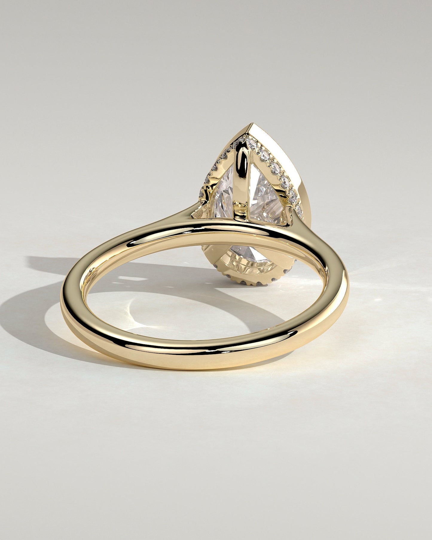 Pear Hidden Halo Bezel Lab Grown Diamond Engagement Ring