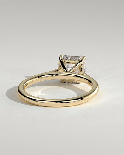 Asscher Hidden Halo & Cathedral Lab Grown Diamond Engagement Ring