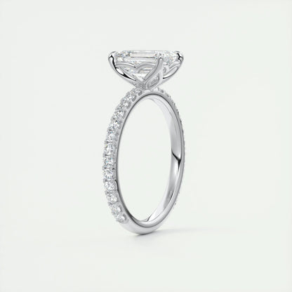 1.91 CT Emerald Solitaire Pave Moissanite Engagement Ring 5