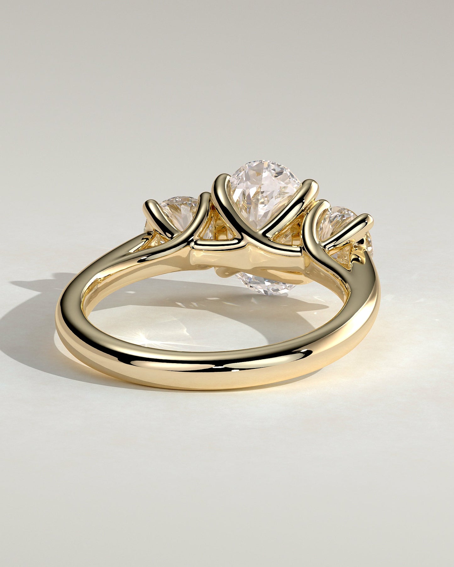 Oval Three Stones Lab Grown Diamond Engagement Ring