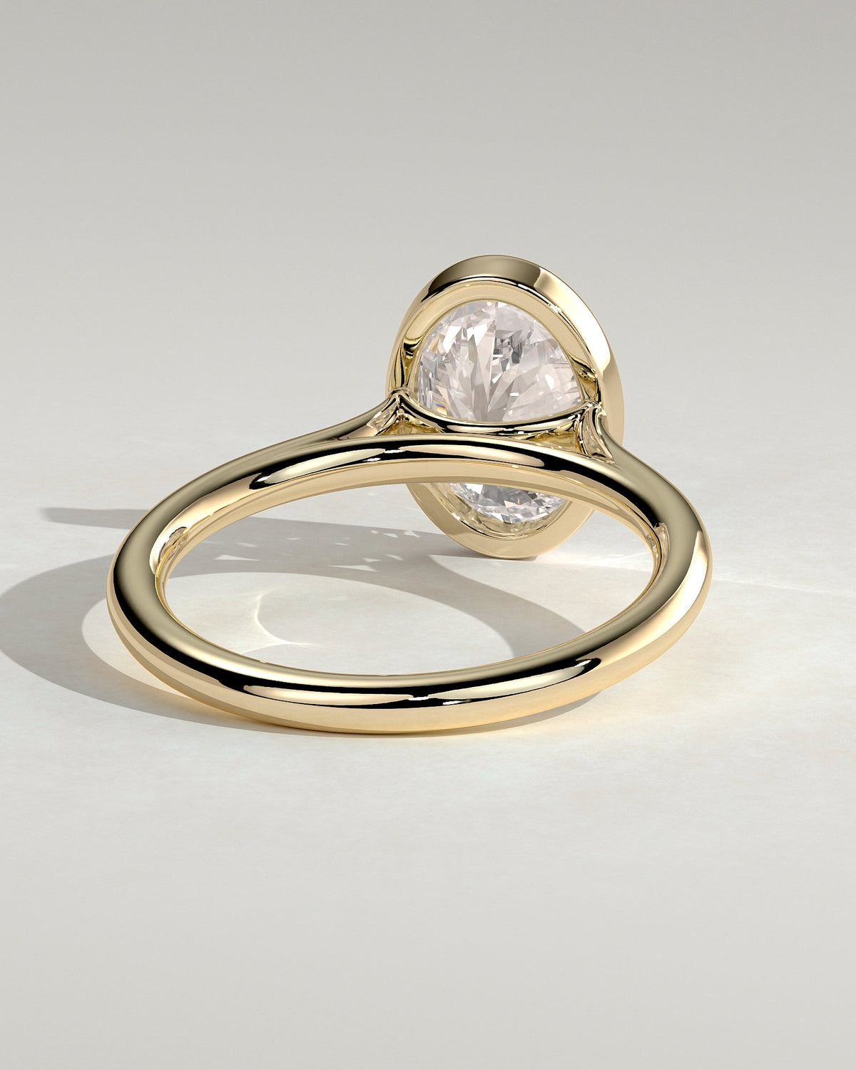 Oval Bezel Solitaire Lab Grown Diamond Engagement Ring