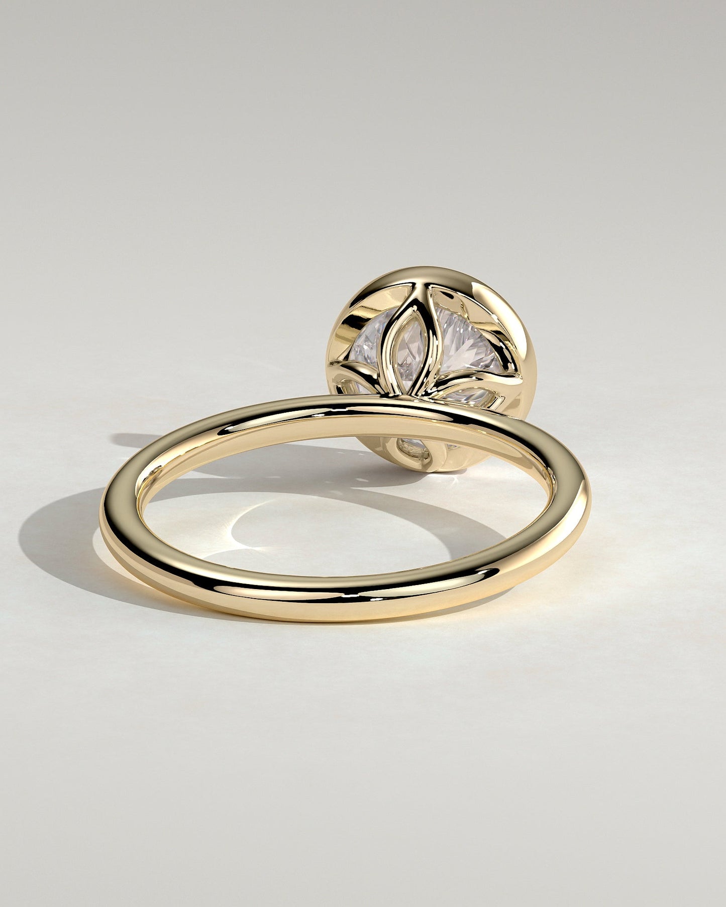 Round Bezel Solitaire Lab Grown Diamond Engagement Ring