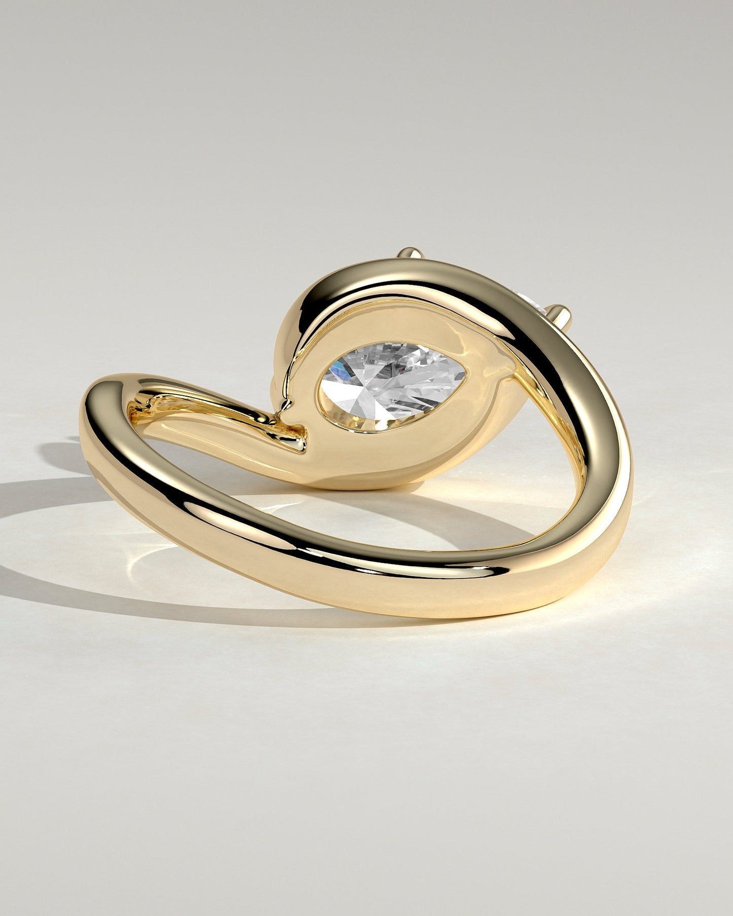 Pear Swirl Solitaire Lab Grown Diamond Engagement Ring