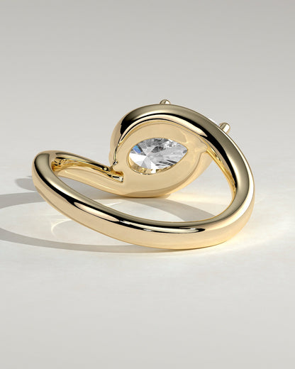 Pear Swirl Solitaire Lab Grown Diamond Engagement Ring