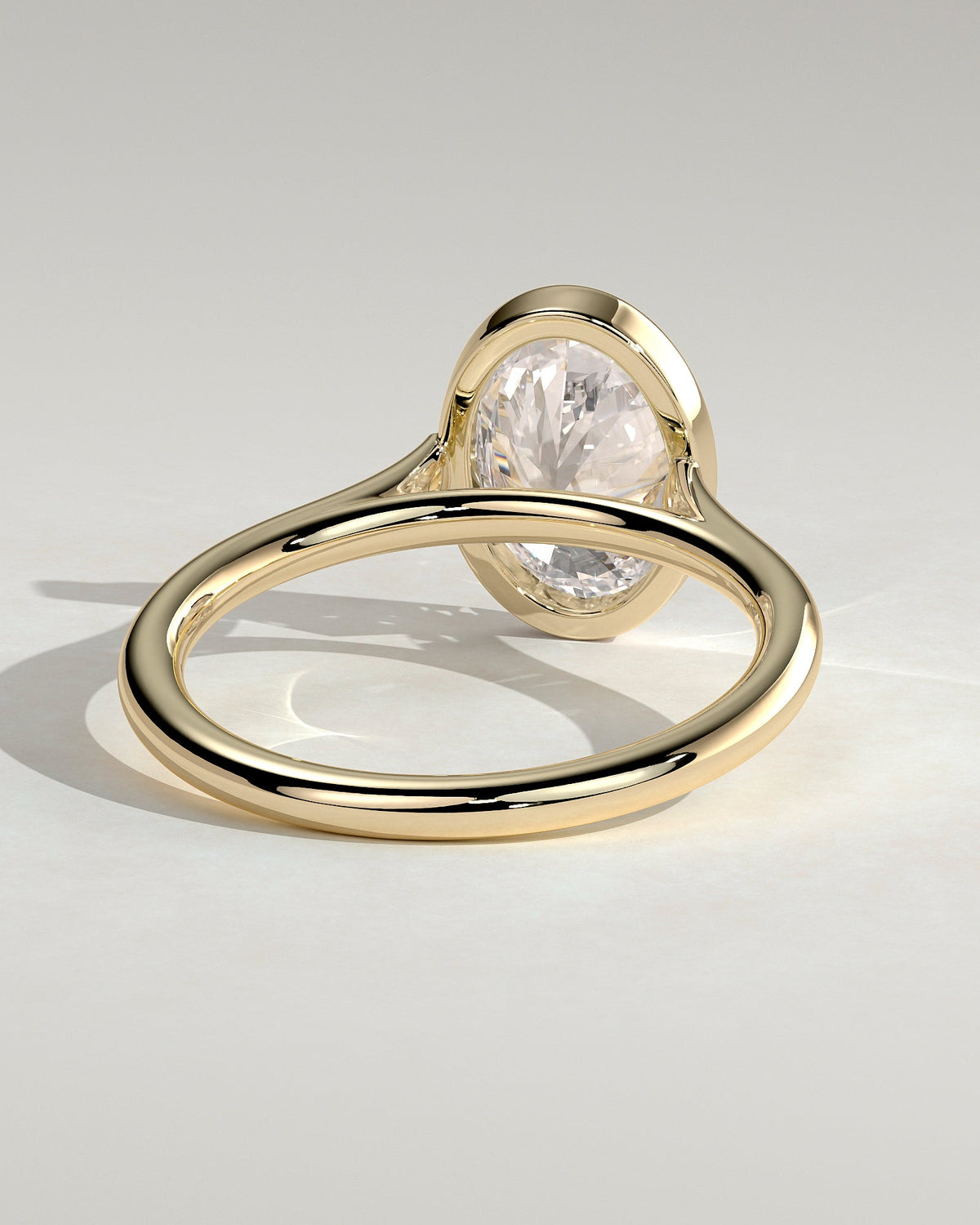 Oval Solitaire Bezel Lab Grown Diamond Engagement Ring