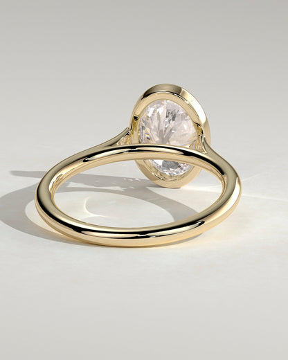 Oval Solitaire Bezel Lab Grown Diamond Engagement Ring
