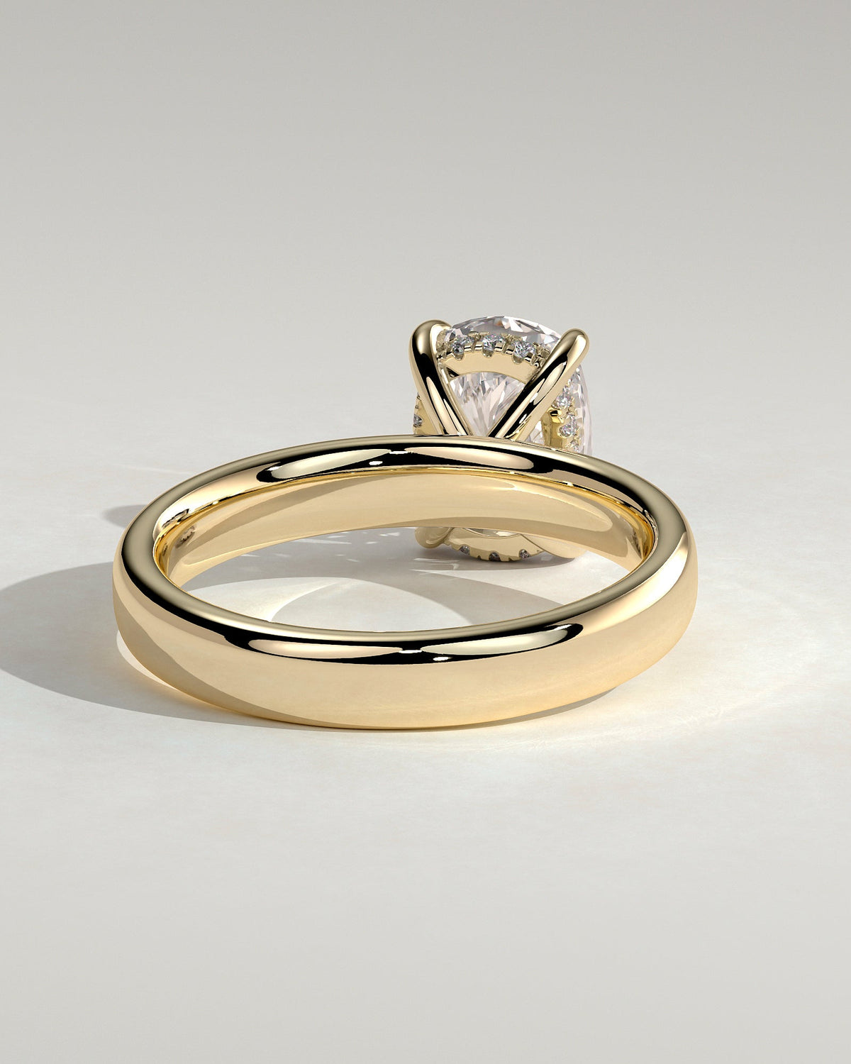 Elongated Cushion Hidden Halo Lab Grown Diamond Engagement Ring