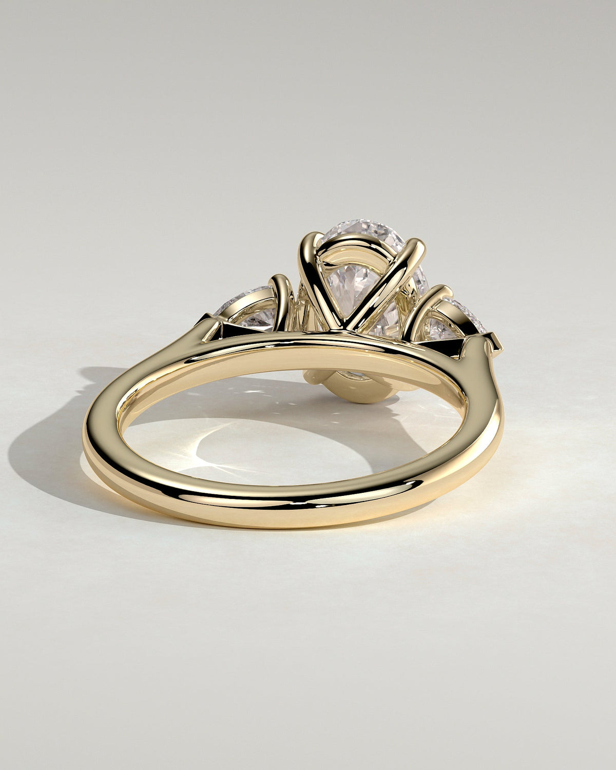 Oval Three Stones Lab Grown Diamond Engagement Ring