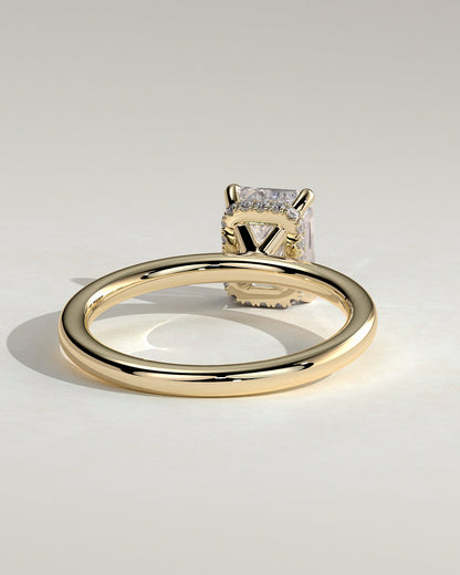 Emerald Hidden Halo Lab Grown Diamond Engagement Ring