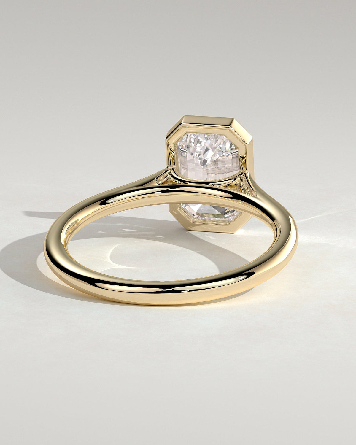 Emerald Bezel Solitaire Lab Grown Diamond Engagement Ring