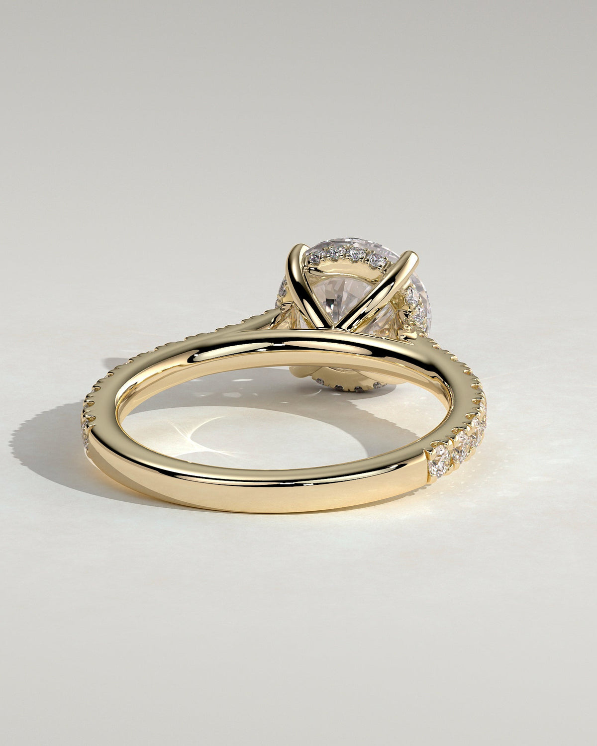 Cushion Hidden Halo & Pave With Cathedral Lab Grown Diamond Engagement Ring