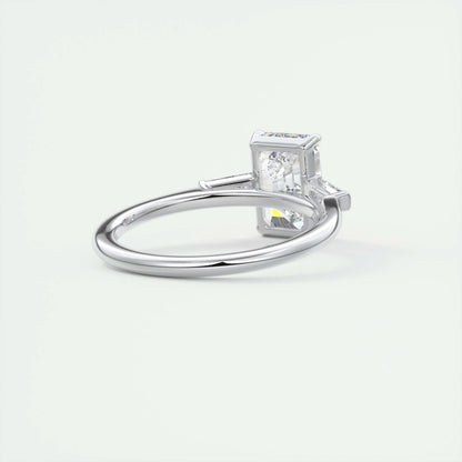 1.91 CT Emerald Cut Three Stone Moissanite Engagement Ring 4