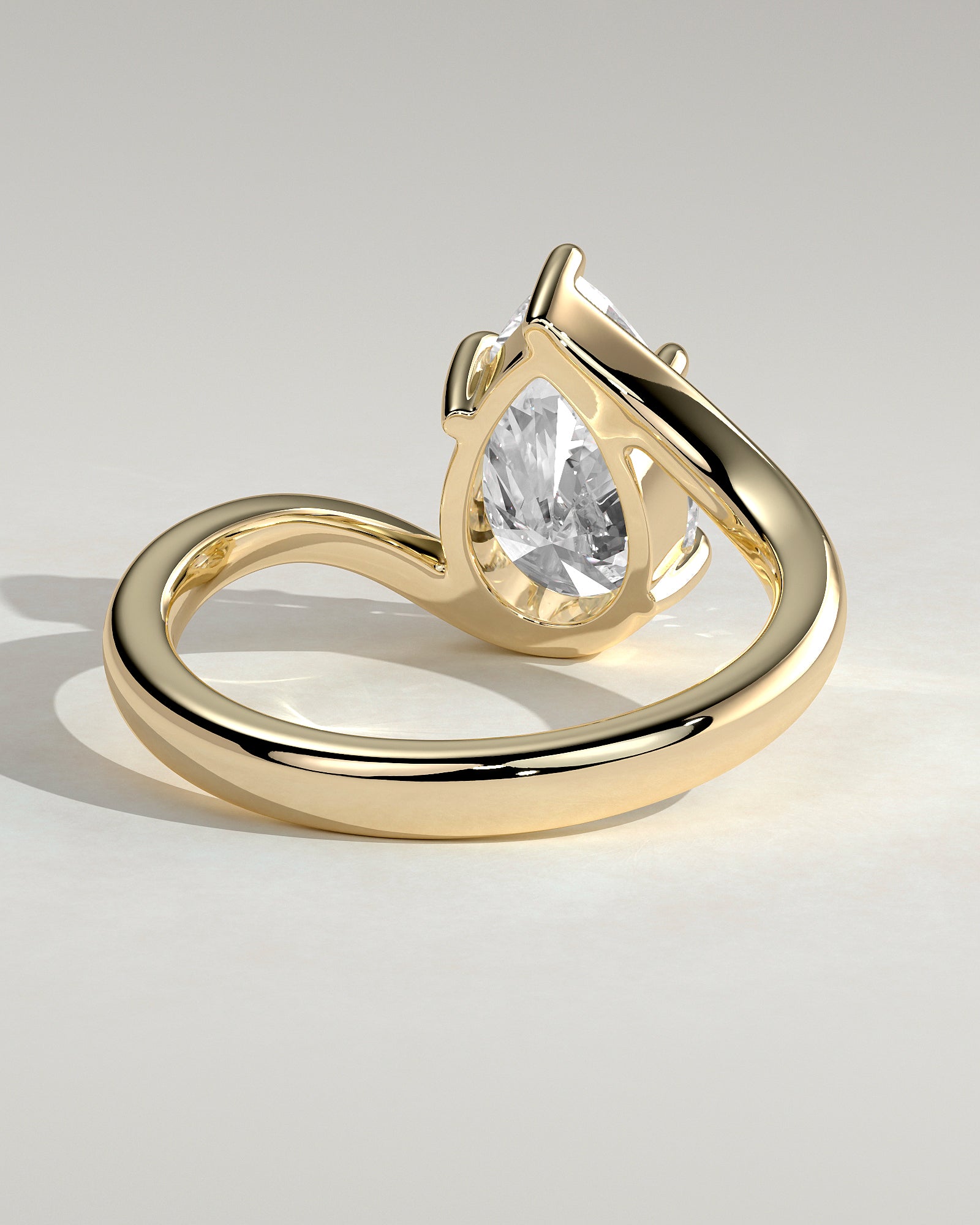 Pear Swirl Solitaire Lab Grown Diamond Engagement Ring