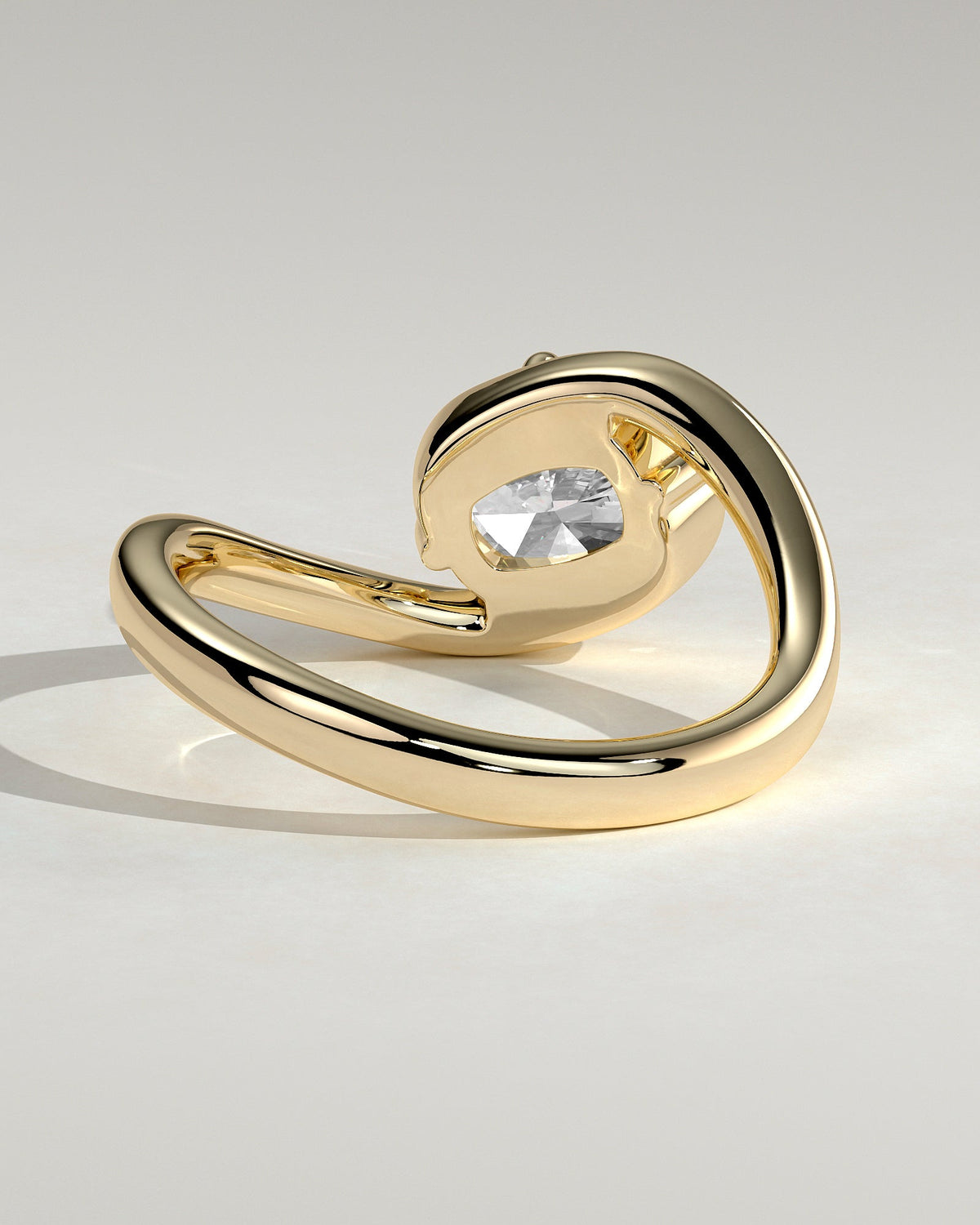 Elongated Cushion Swirl Solitaire Lab Grown Diamond Engagement Ring