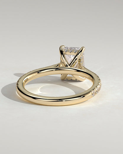 Emerald Hidden Halo and Pave Lab Grown Diamond Engagement Ring