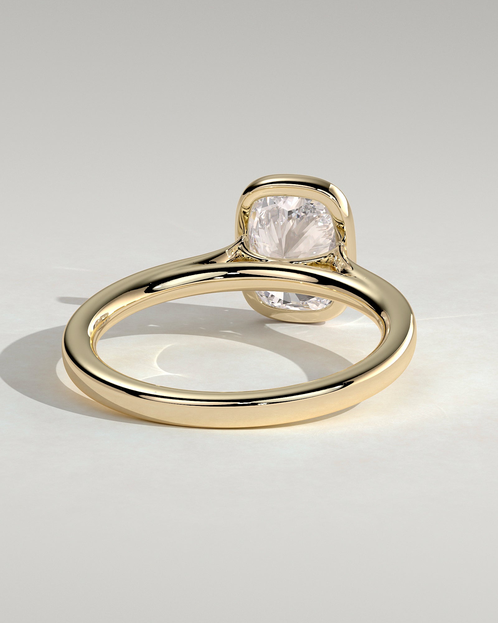 Elongated Cushion Bezel Solitaire Lab Grown Diamond Engagement Ring