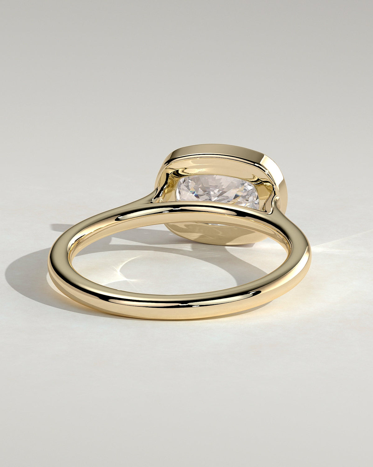 Elongated Cushion East West Bezel Lab Grown Diamond Engagement Ring