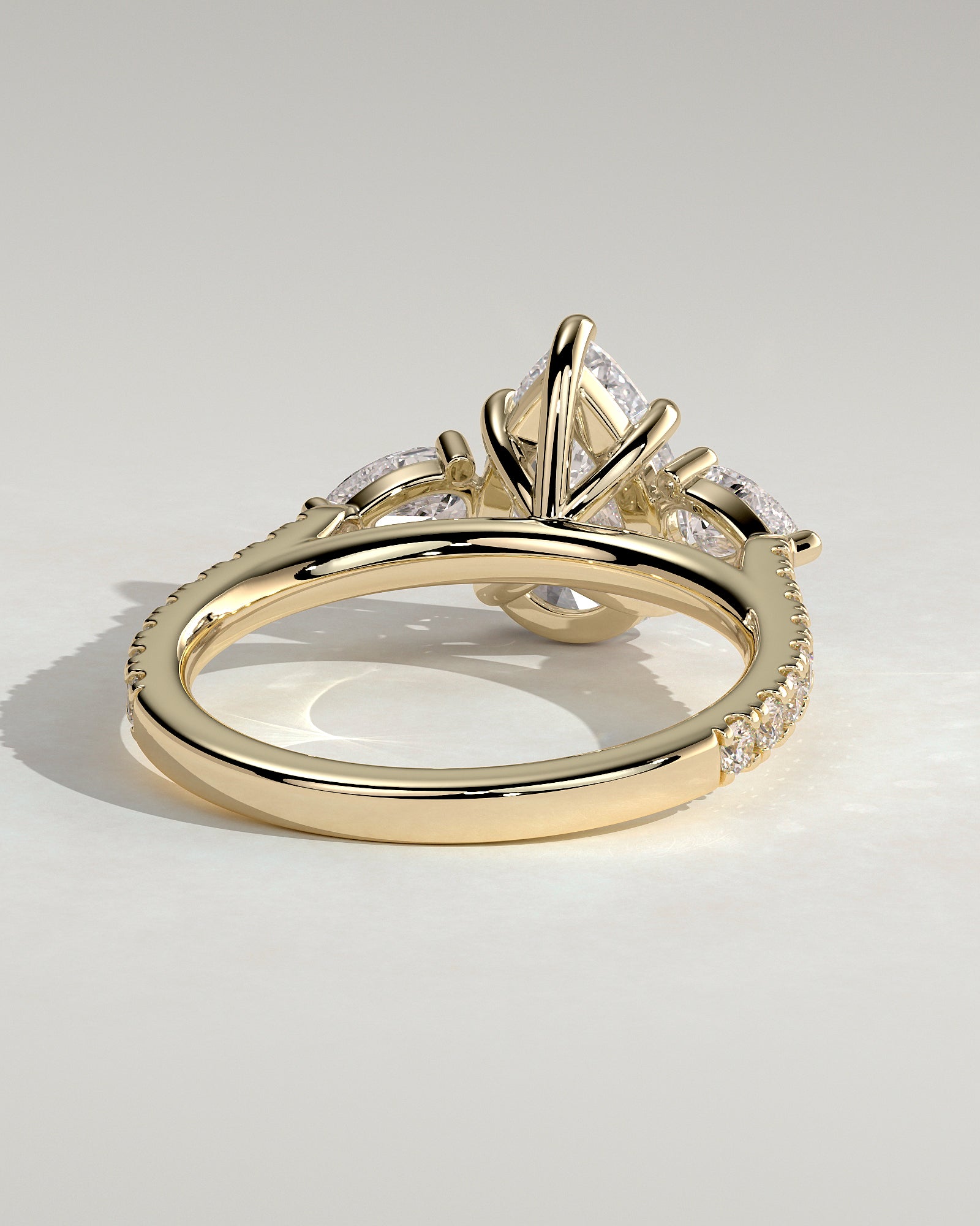 Pear Pave and Three Stones Lab Grown Diamond Engagement Ring