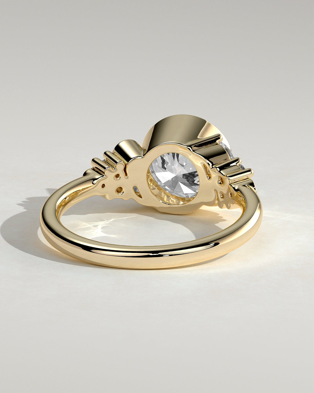 Round Bezel & Cluster Lab Grown Diamond Engagement Ring