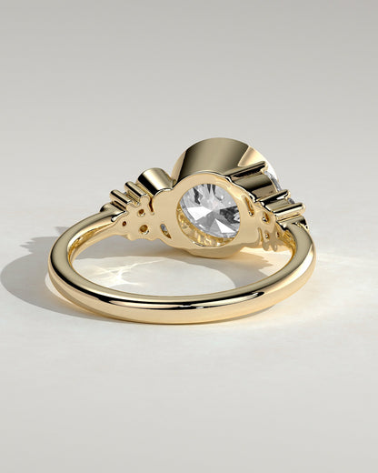 Round Bezel & Cluster Lab Grown Diamond Engagement Ring