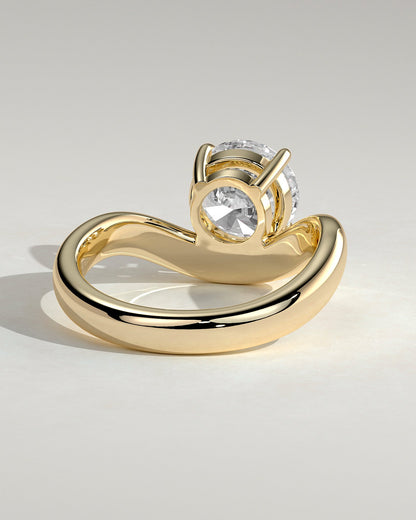 Round Waved Swirl Solitaire Lab Grown Diamond Engagement Ring