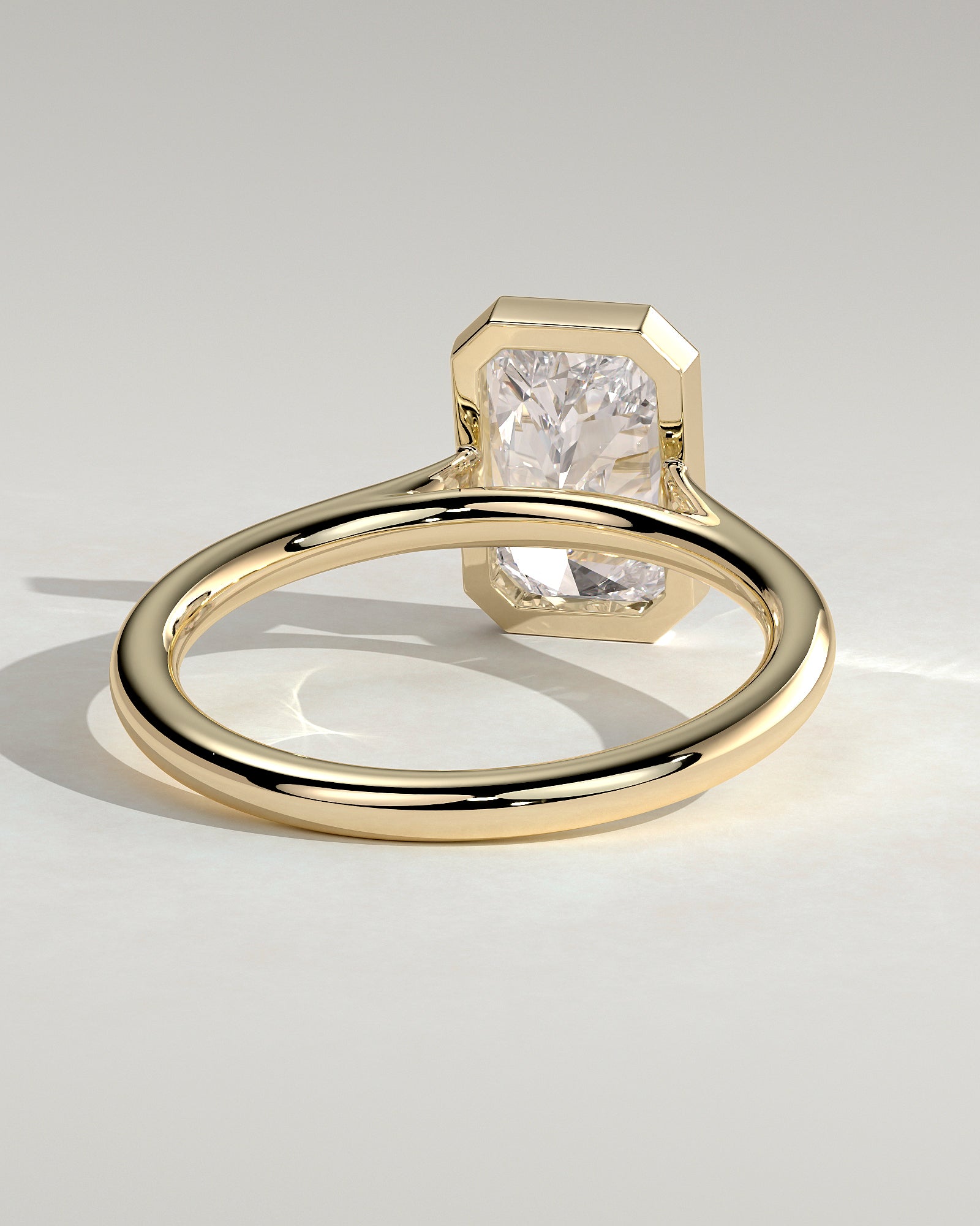 Radiant Bezel Solitaire Lab Grown Diamond Engagement Ring