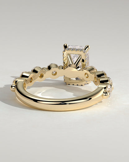 Radiant Hidden Halo and Pave Lab Grown Diamond Engagement Ring