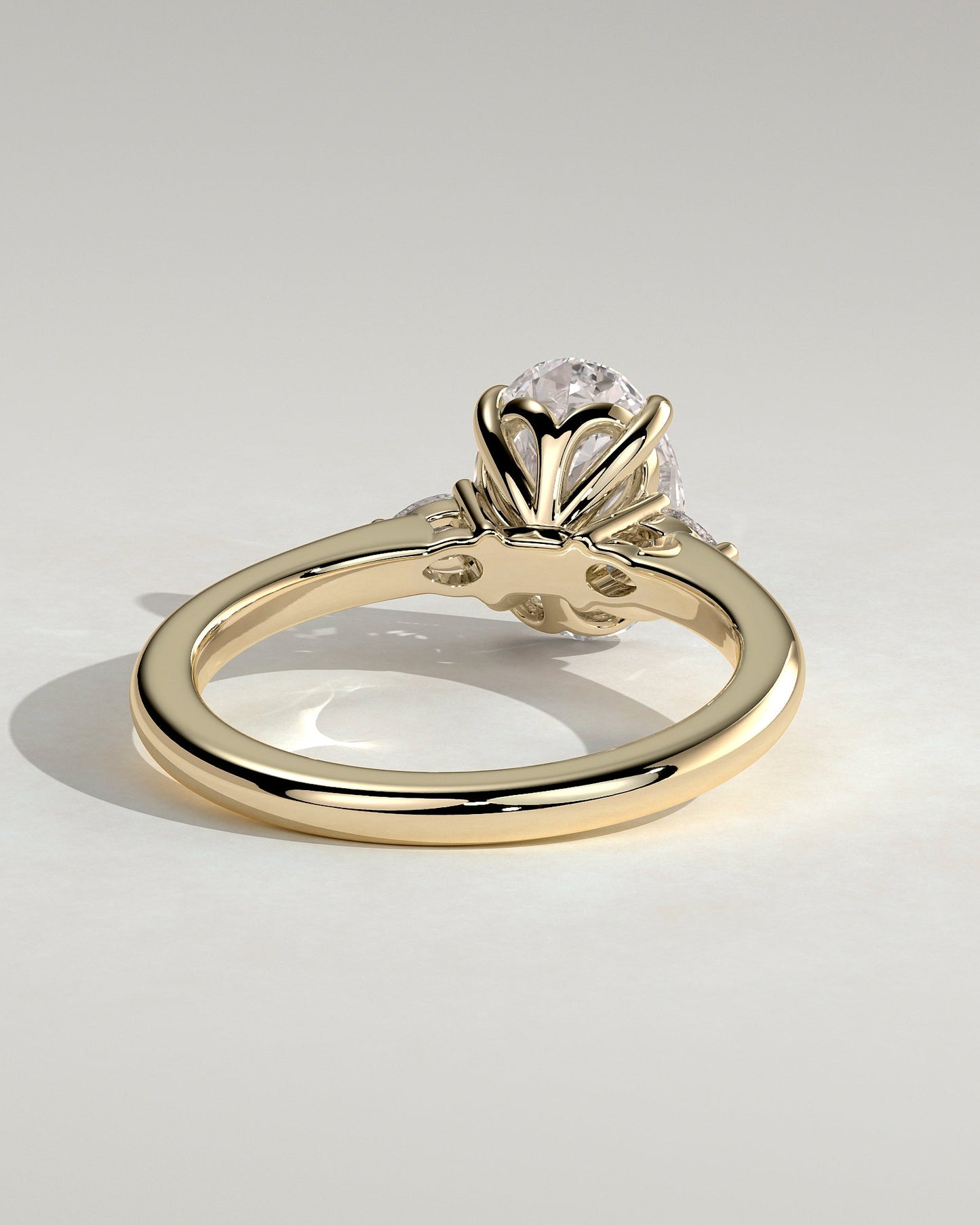 Oval Three Stones Lab Grown Diamond Engagement Ring