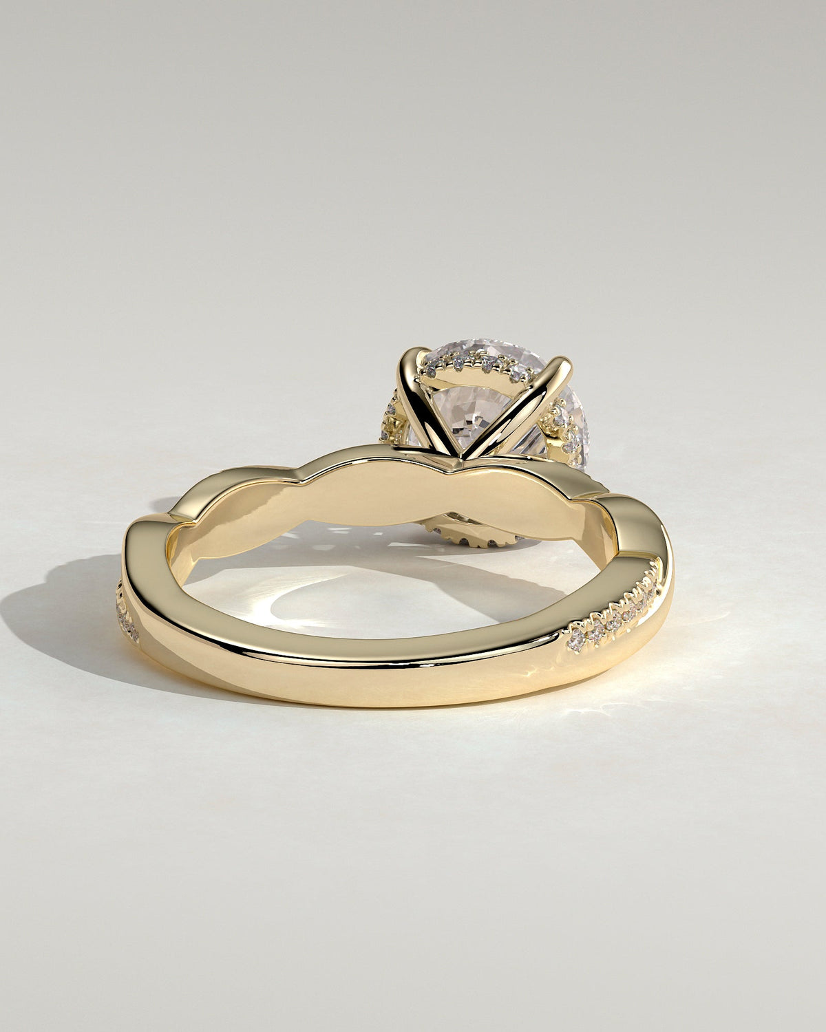 Round Twisted Pave Lab Grown Diamond Engagement Ring