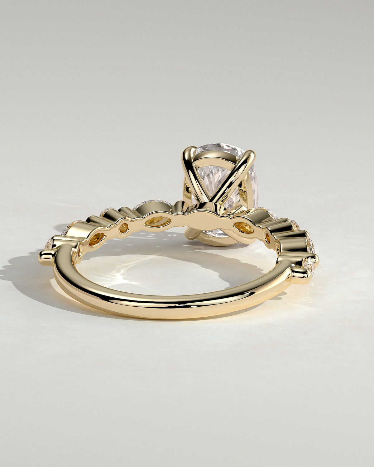 Elongated Cushion Pave Lab Grown Diamond Engagement Ring