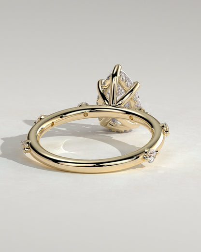 Pear Hidden Halo and Dainty Pave Lab Grown Diamond Engagement Ring