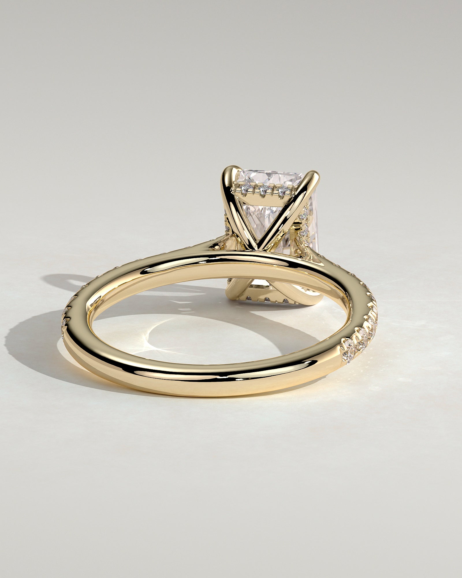 Radiant Hidden Halo and Pave Lab Grown Diamond Engagement Ring