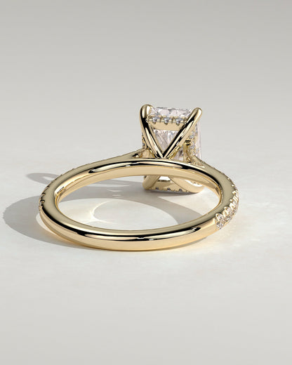 Radiant Hidden Halo and Pave Lab Grown Diamond Engagement Ring