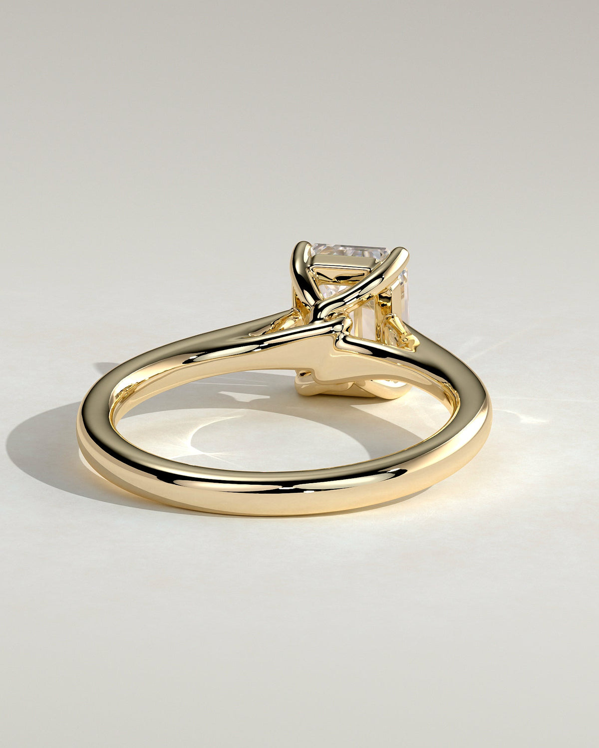 Emerald Solitaire & Cathedral Lab Grown Diamond Engagement Ring