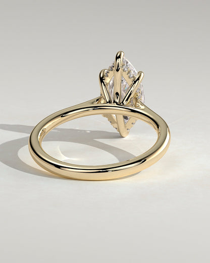 Marquise Cathedral & Hidden Halo Lab Grown Diamond Engagement Ring