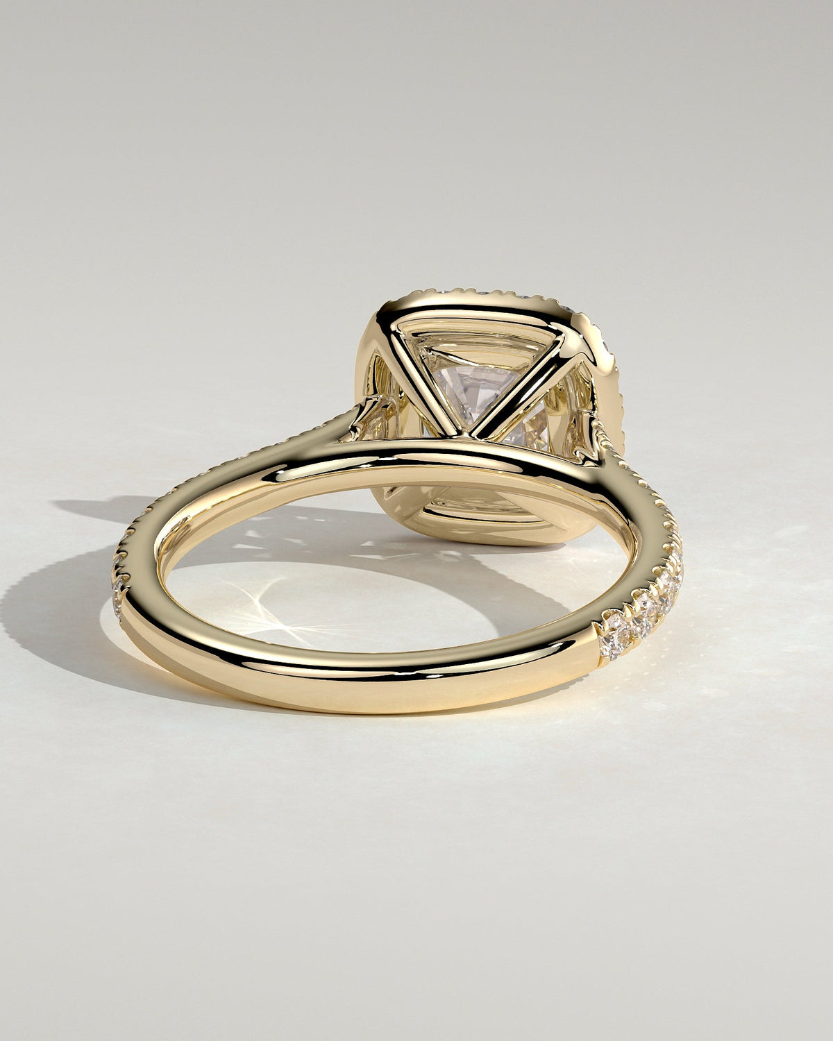 Cushion Halo and Pave Lab Grown Diamond Engagement Ring