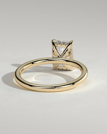 Emerald Hidden Halo Lab Grown Diamond Engagement Ring