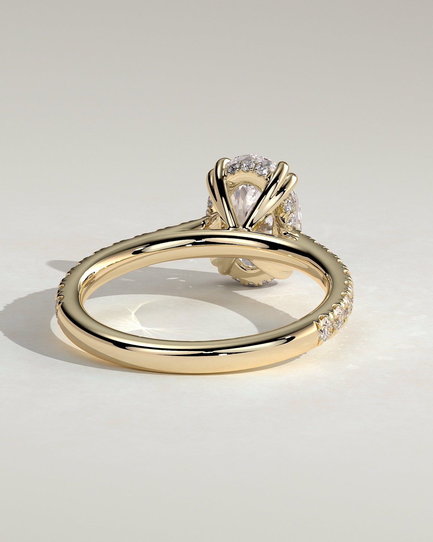 Oval Hidden Halo and Pave Lab Grown Diamond Engagement Ring