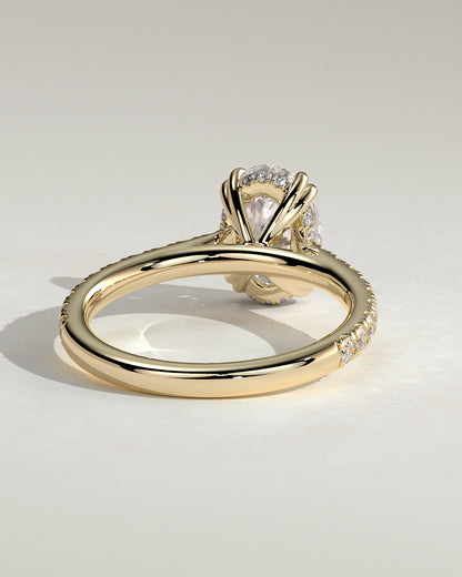 Oval Hidden Halo and Pave Lab Grown Diamond Engagement Ring