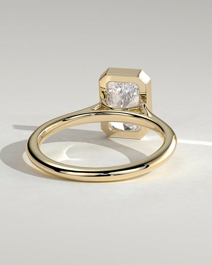 Radiant Bezel Solitaire Lab Grown Diamond Engagement Ring