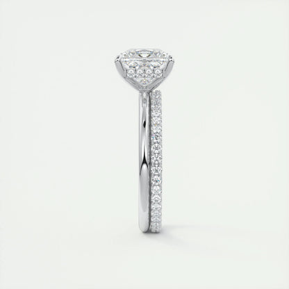 2.08 CT Princess Solitaire Hidden Halo Moissanite Engagement Ring 5
