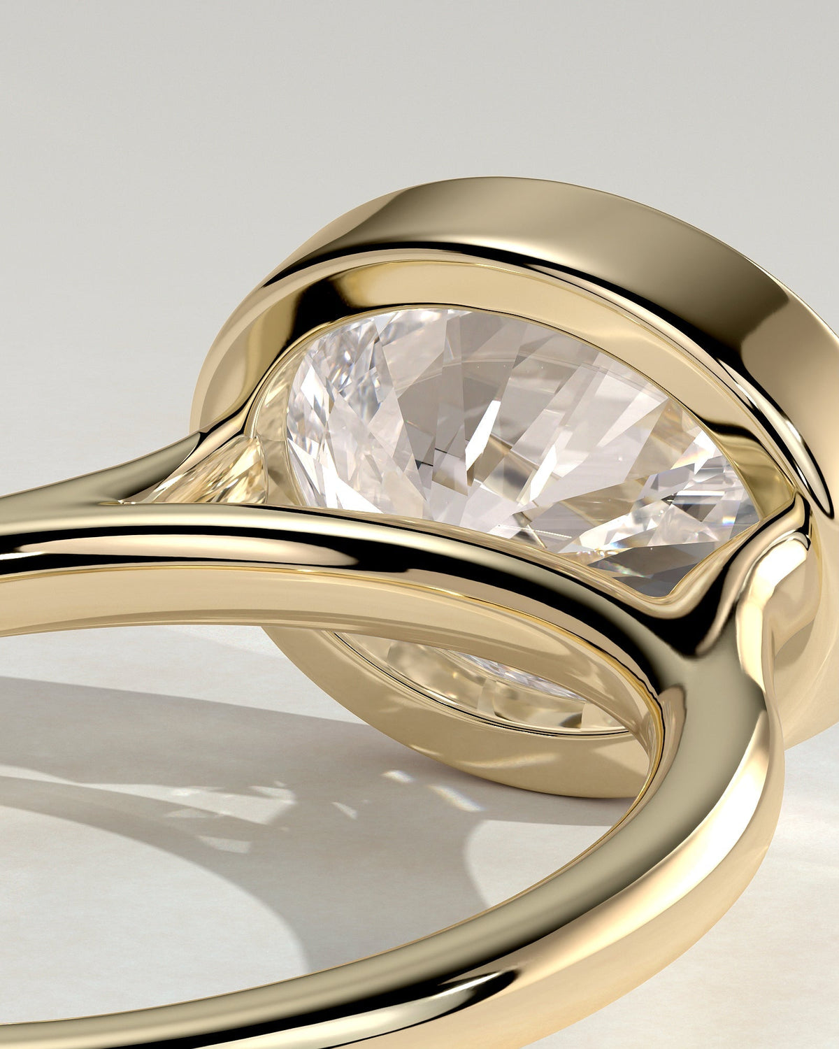 Oval Bezel East West Solitaire Lab Grown Diamond Engagement Ring
