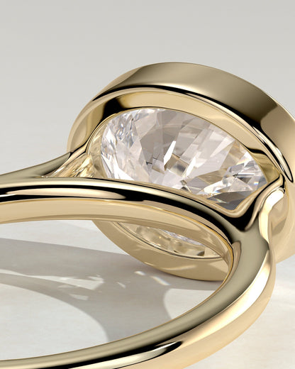 Oval Bezel East West Solitaire Lab Grown Diamond Engagement Ring