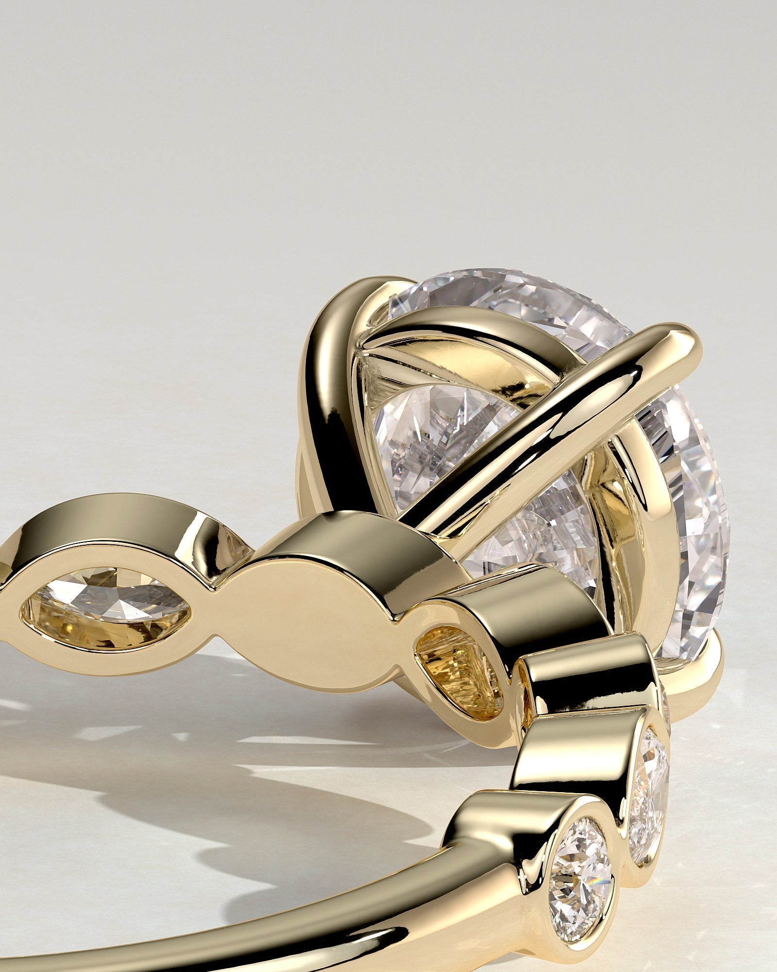 Round Pave Lab Grown Diamond Engagement Ring
