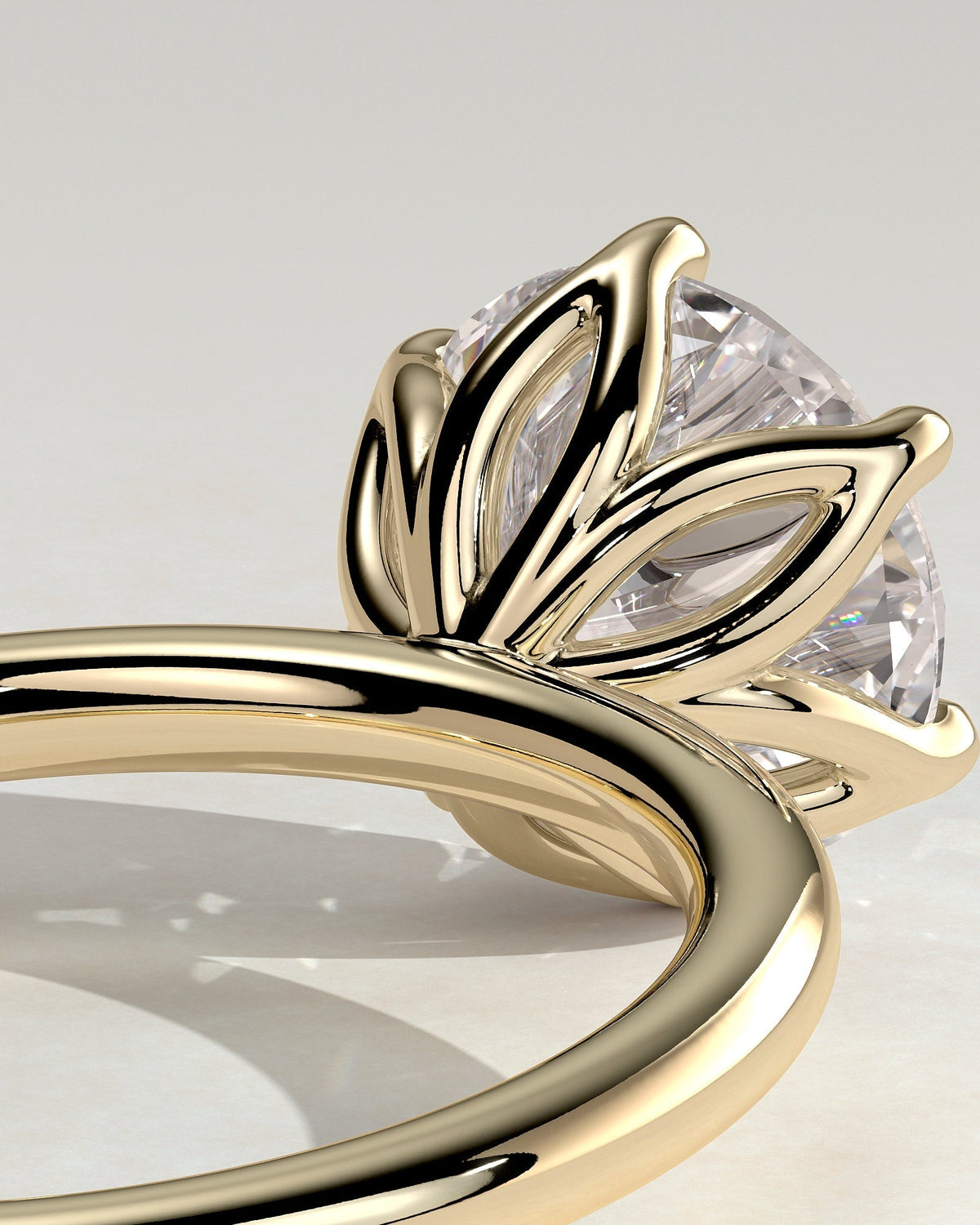 Round Claw Prong Solitaire With Petal Gallery Lab Grown Diamond Engagement Ring