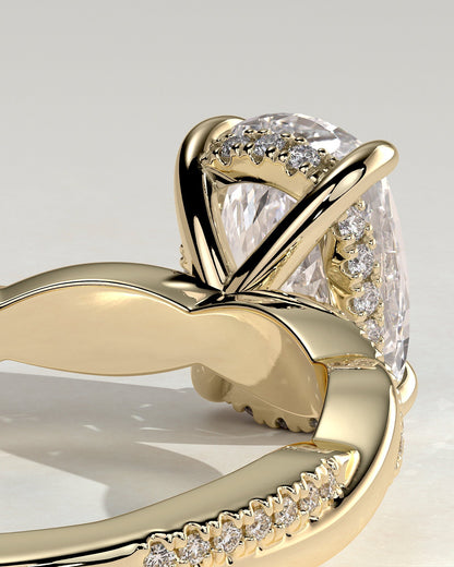 Elongated Cushion Twisted Pave & Hidden Halo Lab Grown Diamond Engagement Ring