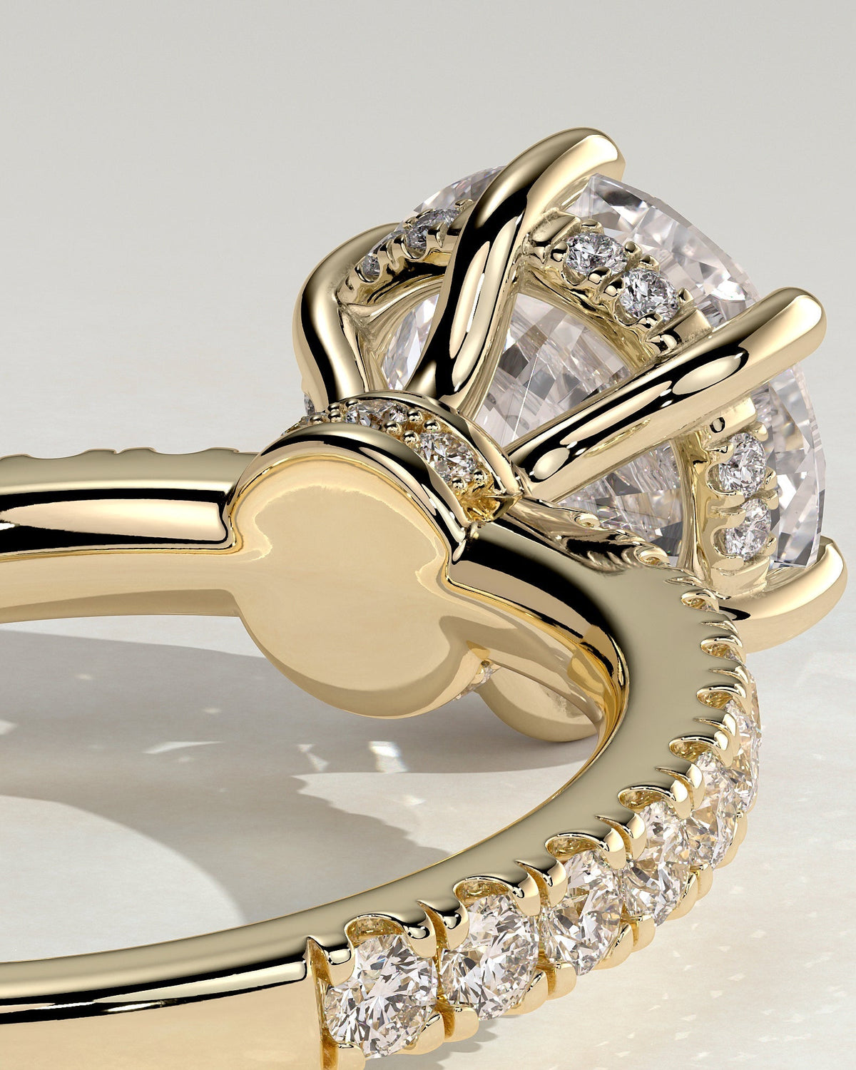 Round Hidden Halo and Pave Lab Grown Diamond Engagement Ring
