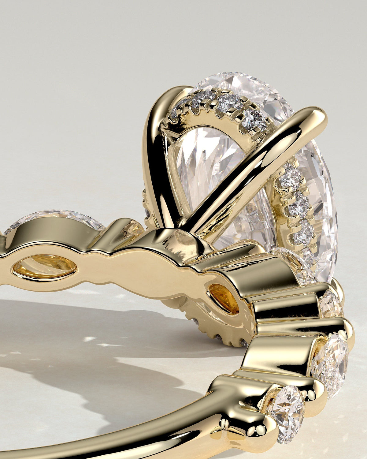 Oval Hidden Halo & Pave Lab Grown Diamond Engagement Ring