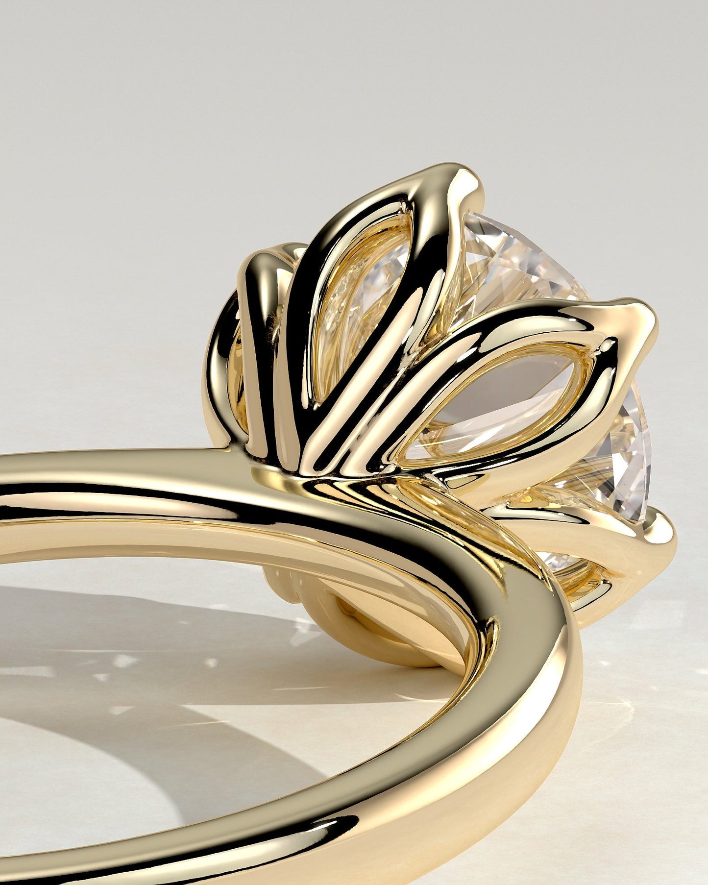 Round Tulip Prongs Solitaire Lab Grown Diamond Engagement Ring