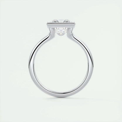 2.08 CT Princess Solitaire  Half Bezel Moissanite Engagement Ring 7